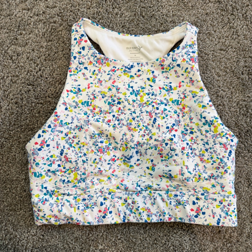 Colorful Patterned Longline Sports Bra